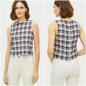 Jenni Kayne Plaid Gauze Sleeveless Shell Top with Buttons